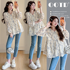 实拍2026孕妇春装设计感刺绣碎花孕妇上衣遮肚子甜美娃娃衫孕妇衣