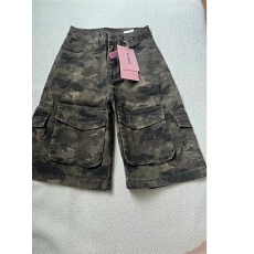 批发大码胖mm<b class='q'>迷彩</b>工装牛仔短<b class='q'>裤</b>女夏季多口袋宽松显瘦直筒阔腿五分<b class='q'>裤</b>子