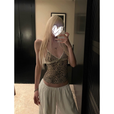 批发纯欲辣妹蕾丝拼接豹纹印花吊带背心女2026夏季修身<b class='q'>百搭</b>外穿上衣
