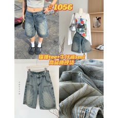 批发川川也美式复古水洗设计感直筒五分<b class='q'>牛仔</b><b class='q'>短裤</b><b class='q'>男</b>女做旧宽松半裤潮牌