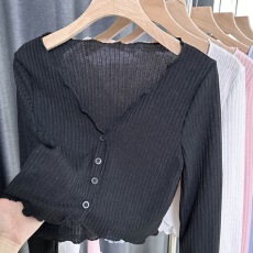 批发原版面料薄款粉色防晒针织开<b class='q'>衫</b>外套女夏季小众宽松短款外搭上衣