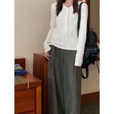 批发原版质量竹节230克 设计感小众印花长袖t恤碎花上衣ins