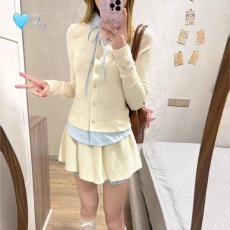 批发羊绒坑条250克 4*3 韩系甜美风假两件上衣女短<b class='q'>裙</b>两件套