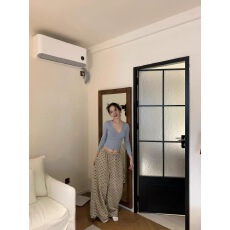 批发40支纯棉 纯欲性感蓝色v领长袖T恤女<b class='q'>修身</b>内搭<b class='q'>打底衫</b>辣妹短款上衣