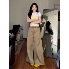 40支棉1*1奥戴尔 时尚假两件短袖t恤女多巴胺超好看上衣