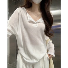 批发白色薄款防晒罩衫女夏秋季2025新款微透宽松外搭薄纱<b class='q'>长袖</b>chic上衣