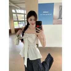 批发新款设计感新款甜辣收腰花边无袖背心显瘦白色抹胸上衣女潮