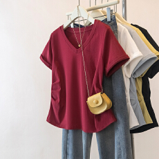 实价实拍大码女装2026夏季新款收腰短袖显瘦韩版短袖T恤上衣