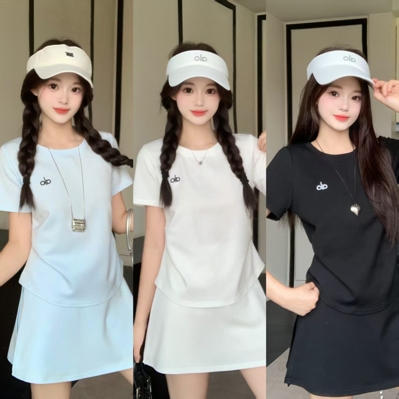 MY11361# 大码女装夏季新款圆领休闲风短袖上衣短裙两件套女裝貨源服裝...