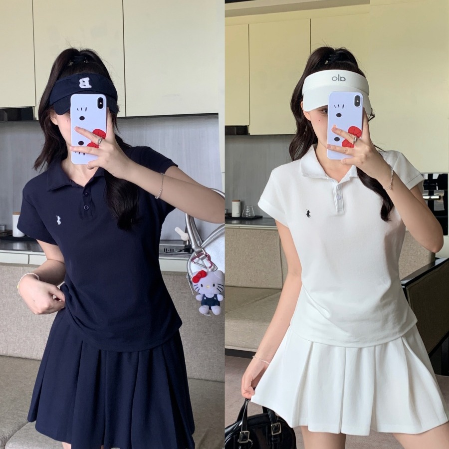 MY11354# 大码女装夏季新款polo运动时尚短袖短裙两件套装女裝貨源...