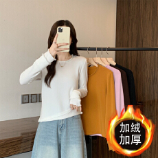 批发实价实拍大码女装2025秋<b class='q'>冬</b>新款百搭韩版内搭通勤胖mm加厚长袖上衣