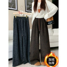 批发实价实拍大码女装2025秋冬新款百搭显瘦高腰加绒加厚休闲直筒裤