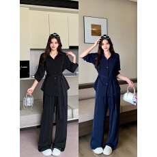 批发实价实拍大码女装2026春秋新款显瘦休闲极简风胖妹妹百搭两件套装