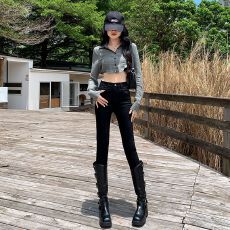 批发修身小脚<b class='q'>牛仔</b>裤女2025年秋冬季新款小个子高腰百搭显瘦<b class='q'>铅笔裤</b>子