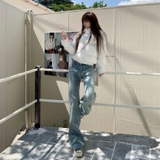 批发俄式美学｜清爽耐看｜低腰<b class='q'>弹力</b>喇叭牛仔 干净长腿舒适蓝