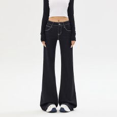 美式低腰弹力显瘦垂感拖地辣妹百搭喇叭裤