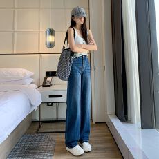 批发9892 莱赛尔超薄软牛仔窄版小直筒高腰时尚显瘦微弹<b class='q'>牛仔裤</b>女