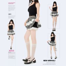 批发2026实拍蛋糕蓬蓬裙短裙爆款 灰白格和白色两个色 S-XL