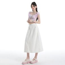 2026白色牛仔半身裙女新款高腰显瘦设计感小众长裙子高级感1