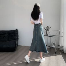 批发《高品质》鱼尾牛仔半身裙女显瘦遮胯包臀裙夏秋款高腰<b class='q'>百搭</b>鱼尾裙