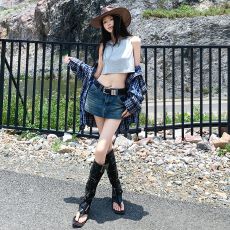 批发2026美式复古｜包臀防走光｜低腰弹力牛仔<b class='q'>裙裤</b><b class='q'>女</b>