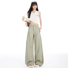 批发2336老钱风亚麻<b class='q'>阔腿裤</b>女2026夏季薄款高腰垂感松弛感休闲天丝<b class='q'>裤</b>子