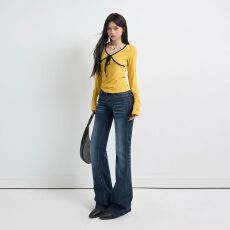 批发美式怀旧低腰辣妹喇叭裤弹力修身显瘦百搭<b class='q'>牛仔裤</b>女秋冬