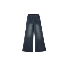 批发不贴腿微喇牛仔裤女秋冬新款阔腿显瘦<b class='q'>胖</b>妹妹mm美式慵懒松弛感裤子