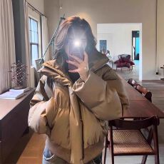 批发高级设计感pu皮衣美拉德复面包服古<b class='q'>外套</b>2025新款棉服女小个子棉衣