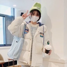 批发高级感假两件棉衣女款冬季羽绒服<b class='q'>外套</b>宽松潮流情侣装棉服棉袄上衣