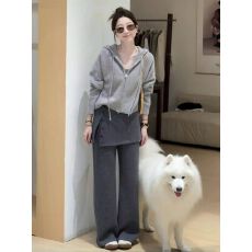 立体腰头-原板毛呢面料-加绒通勤风可拆卸屁帘假两件休闲裤垂感