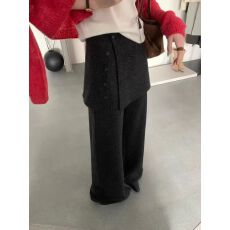 批发立体腰头-原板毛呢面料-可拆卸屁帘假两件<b class='q'>休闲裤</b>垂感灰色毛呢阔腿