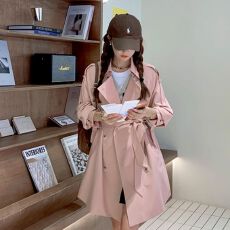 批发粉色<b class='q'>风衣</b>外套女中长款秋装2026年新款今年流行高级感小个子大衣