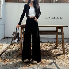 批发复古阔腿<b class='q'>牛仔裤</b>女2026秋季新款高腰宽松时尚百搭显瘦裤子016