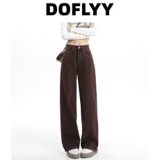 批发美拉德阔腿<b class='q'>牛仔裤</b>女2026秋冬新款高腰显瘦窄版小个子直筒拖地裤子