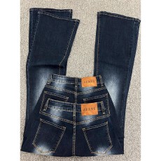 批发美式高街设计感低腰微喇<b class='q'>牛仔裤</b>女修身显瘦高个子加长辣妹拖地裤子