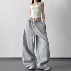 批发阔腿裤女2026春秋季新款宽松显瘦抽绳<b class='q'>运动</b>裤垂感<b class='q'>休闲</b>慵懒风长裤子