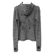 批发美式街头条纹连帽<b class='q'>卫衣</b>女春秋季修身显瘦新款拉链<b class='q'>开衫</b>外套上衣