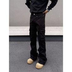 批发夏季新款美式复古多口袋工装<b class='q'>牛仔裤</b><b class='q'>男</b>女潮牌高街宽松显瘦微喇裤