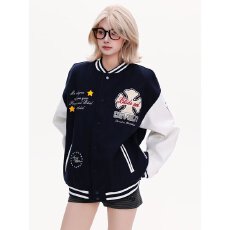 批发2026新款美式复古撞色毛巾绣棒球服外套<b class='q'>男</b>女春秋情侣嘻哈时尚<b class='q'>夹克</b>