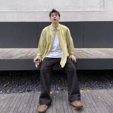 批发秋季美式复古休闲长袖衬衫撞色格子衬衣宽松潮流男女慵懒风潮