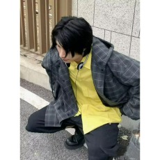 批发日系复古连帽<b class='q'>夹克</b><b class='q'>男</b>女款秋季新款暗纹抗皱大格子宽松百搭潮流外套