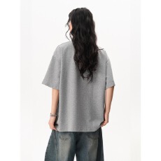 批发高级感解构翻领T恤男女春季美式不规则设计POLO潮牌纯色<b class='q'>情侣</b><b class='q'>短袖</b>