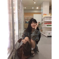 批发美式复古棕蓝色磨毛格子衬衫女春秋季潮牌宽松<b class='q'>设计</b>感小众衬衣外套