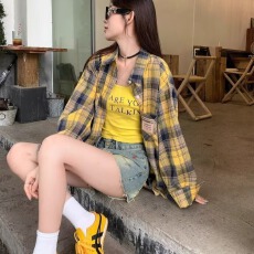 批发格子衬衫磨毛侠魁复古港味2026春秋<b class='q'>宽松</b>韩版长袖内搭外套衬衣女