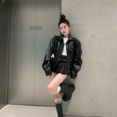 批发美式复古短款<b class='q'>皮衣</b>外套女2026年秋季新款小个子高街<b class='q'>机车</b>pu皮夹克潮