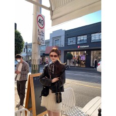 批发2025春秋季新款黑色美国覆古酷风格短夹克