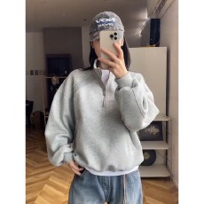 批发bf慵懒风Polo翻领长袖卫衣女春秋装韩版百搭宽松大码薄款<b class='q'>外套</b>上衣