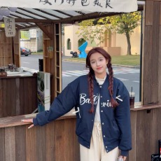 批发藏青色字母棒球服外套女春秋2025新款美式学院风甜酷减龄夹克上衣