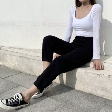 批发黑色休闲裤女2026新款春秋季<b class='q'>牛仔裤</b>子宽松显瘦高腰弹力夏款<b class='q'>哈伦</b>裤